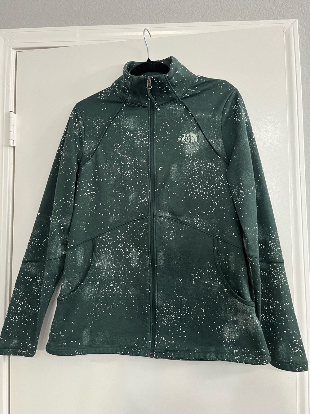 The North Face Fleece Jacket Women's L Green Speckled Full Zip